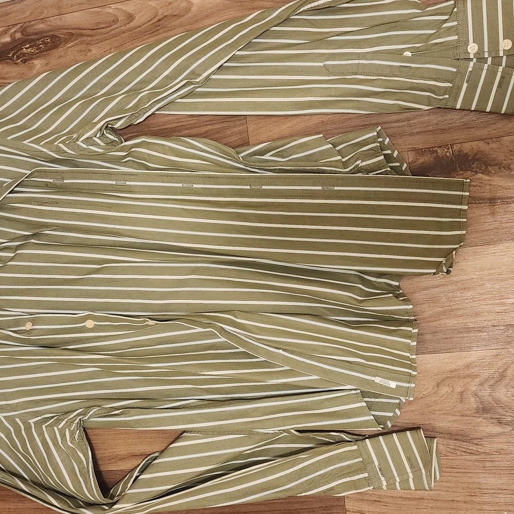 Hollister Olive Green Striped Men's Shirt